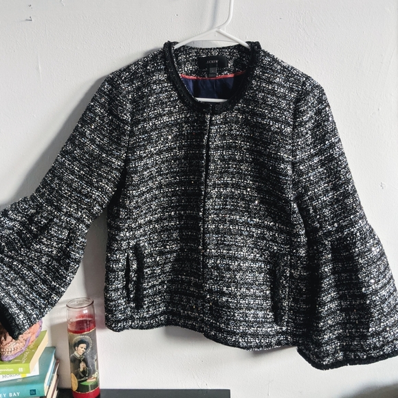 J Crew Lady Day Sequin Tweed Bell Sleeve Jacket - Picture 3 of 9
